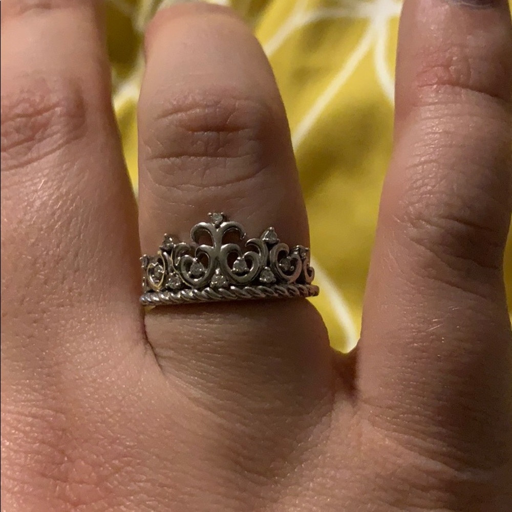 Diamond silver princess ring